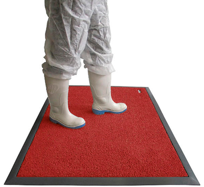 Red disinfecting rugs